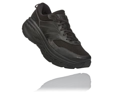 Hoka Bondi Leather Road - Adidasi Alergare Pe Drum Dama Negrii | RO-jT6ikQN